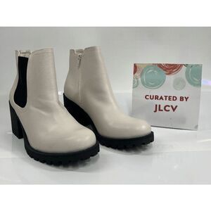 Sun + Stone Women's Morghan Lug Sole Block Heel Booties - White 8.5M